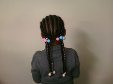 Children's Cornrows into 2 Ponytails
*Pink Hair Added