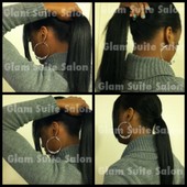 Sew-in weave in a high ponytail (Unstyled)
