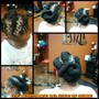 Flat twist updo with individuals twist with extension