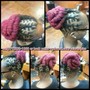 Flat twist up do with hair crochet in the top only