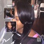 wash and set relaxed hair (no weave)