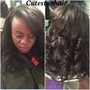 wash and set relaxed hair (no weave)