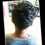 Hair cut into a style