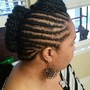 Box Braids added to the back of cornrows