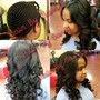 Shampoo, scalp massage, press, flat iron/curl