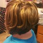 Shampoo cut. Wrap and style short hair