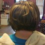 Shampoo cut. Wrap and style short hair