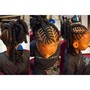 Half French braids half box braids