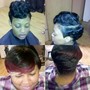 Short hair shampoo & style