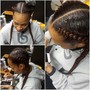 Extended ponytail with feed in braids