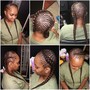 Extended ponytail with feed in braids