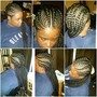 Extended ponytail with feed in braids