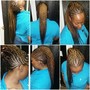 Extended ponytail with feed in braids