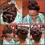 Flat twist updo with individuals twist with extension