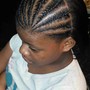 Cornrow Flat Braid/Twist and Single Hanging Twist/Braid Natural Updo Style