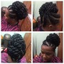 Large feed in braids into a bun