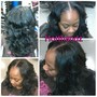 Virgin hair relaxer  & style Med to long hair