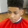 Men's haircut, razor line w/hair fi