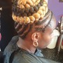 Cornrow Flat Braid/Twist and Single Hanging Twist/Braid Natural Updo Style