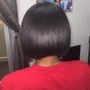 Silky straight press short hair