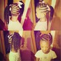 Two natural hair cornrow braids