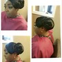 Natural hair up do/topnot