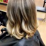 partial highlights and hair cut