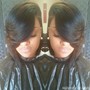 Hair cut with weave short and styled or pieces added