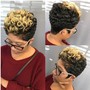 Relaxer retouch w/ color rinse