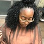 Large feed in braids into a bun