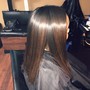 Layered  Haircut and Silk press