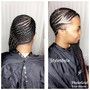 Half up half down sew with braids