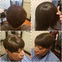 Relaxer, cut and style short