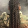 Feed in braids in the front  box braids in the braids in the back