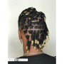 Hi Top Loc retwist- only the top mid section of hair is Loc’d with a nice portion of the back and sides SHAVED not taped.