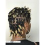 Hi Top Loc retwist- only the top mid section of hair is Loc’d with a nice portion of the back and sides SHAVED not taped.