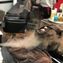 Steam facial with haircut