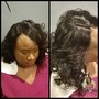 Goddess braids w/curly side bang