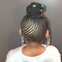 Small braided feedin ponytail/ bun