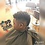 Men's regular cut (not bald fade/ no skin) with beard line up