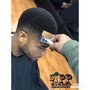 Men's regular cut (not bald fade/ no skin) with beard line up