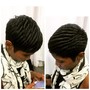 Hair braided down with cap sewn on