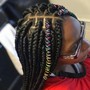 Feed in braids in the front  box braids in the braids in the back