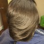 Relaxed hair Shampoo style shoulder length or shorter