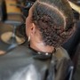 Feed-in cornrows updo