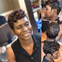 Women's Short Hair  shampoo and style on relaxed hair only