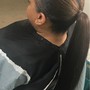 Small feed in ponytail