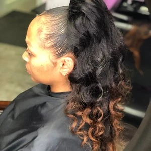 partial sew in ponytail