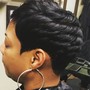 Partial relaxer (back and sides) and style