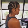 Natural cornrows on longer hair